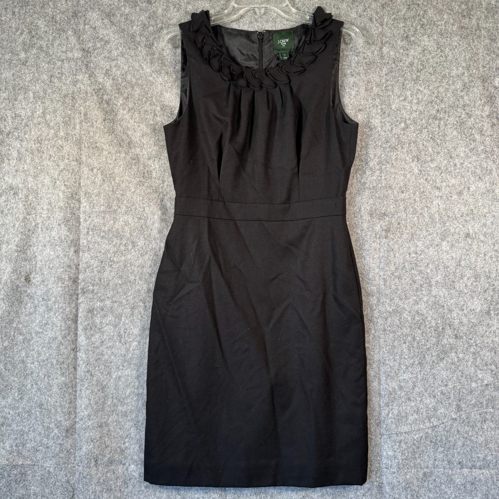 J Crew Suiting Leigh Sheath‎ Dress Womens 10 Wool Black Sustainable Minimalist